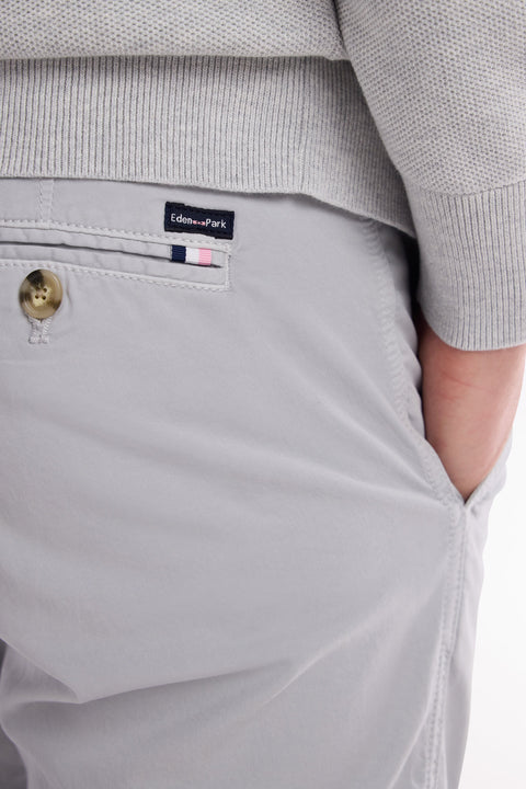Grey straight-cut stretch cotton pleat-free chinos - Image 3