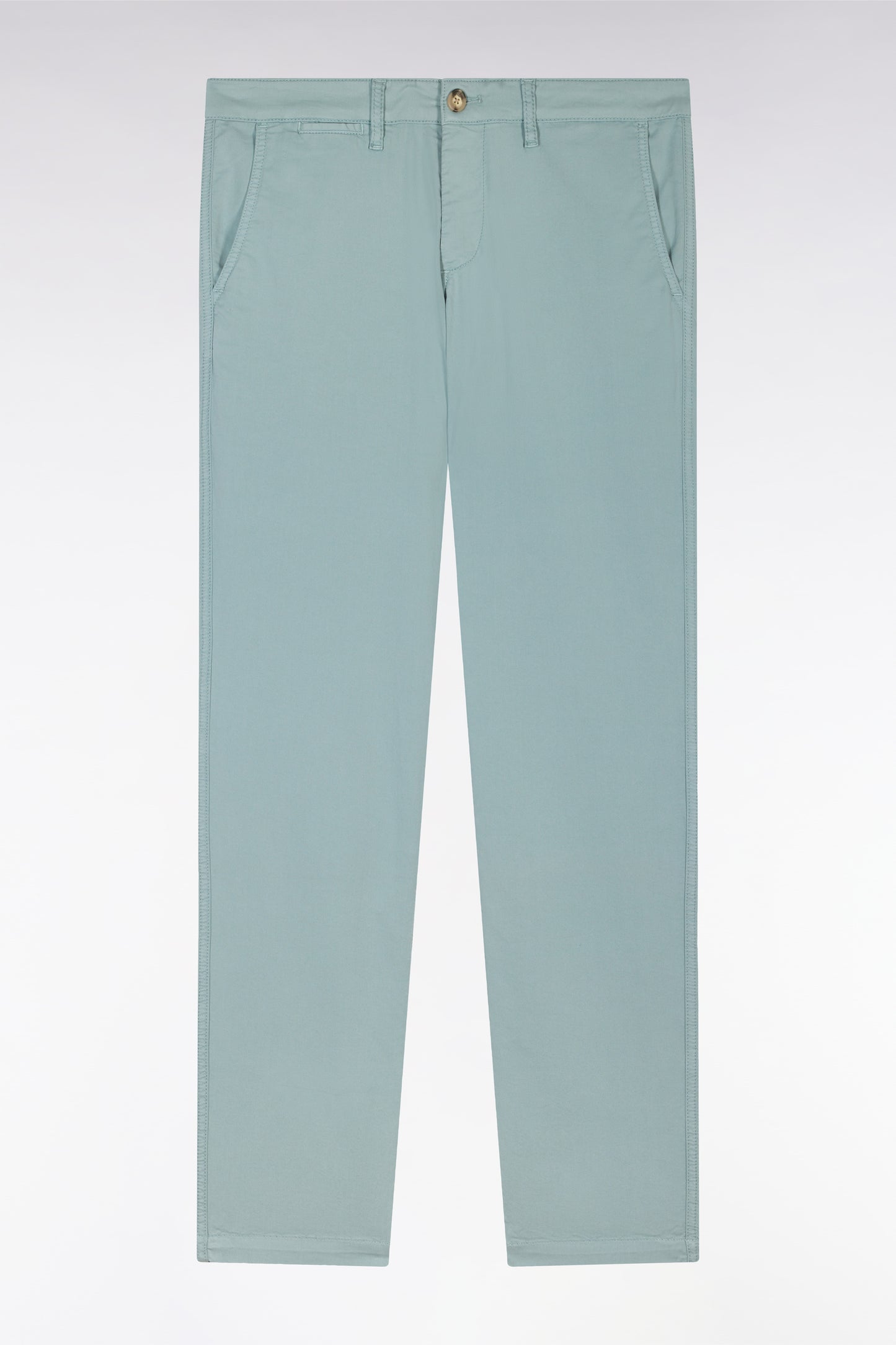 Pantalon chino sans plis en coton stretch gris moyen coupe droite