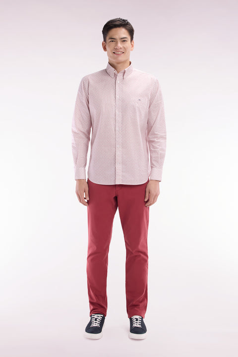 Red straight-cut stretch cotton pleat-free chinos - Image 1