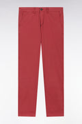 Pantalon chino sans plis en coton stretch rouge coupe droite