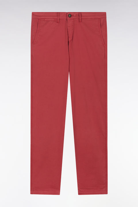 Red straight-cut stretch cotton pleat-free chinos - Image 2