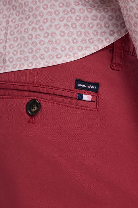 Red straight-cut stretch cotton pleat-free chinos - Image 3