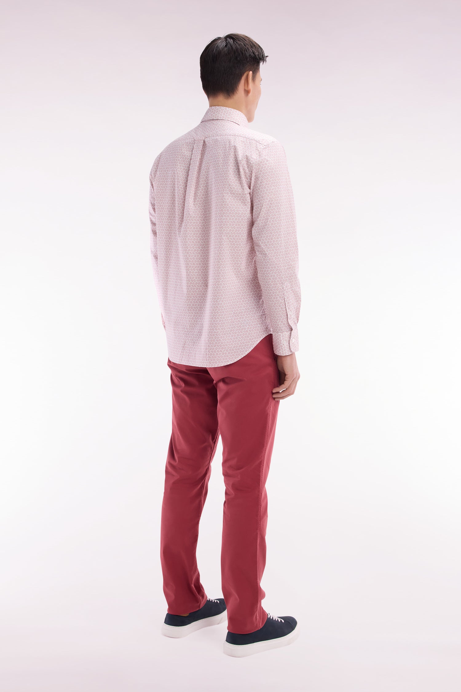 Pantalon chino sans plis en coton stretch rouge coupe droite