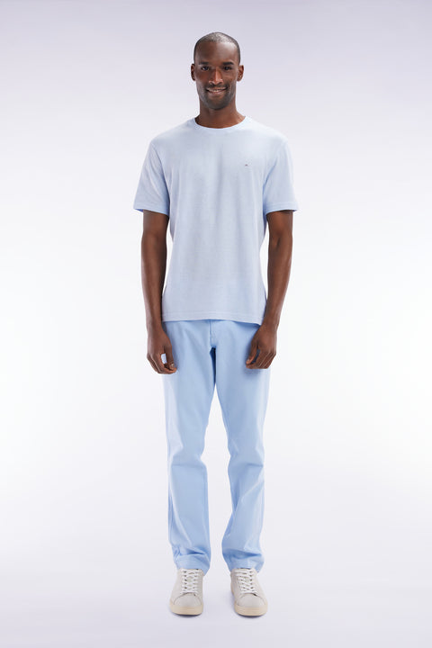 Straight-cut light grey stretch cotton and linen pleat-free chinos - Image 1