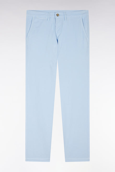 Straight-cut light grey stretch cotton and linen pleat-free chinos - Image 2