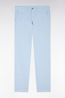 Straight-cut light grey stretch cotton and linen pleat-free chinos