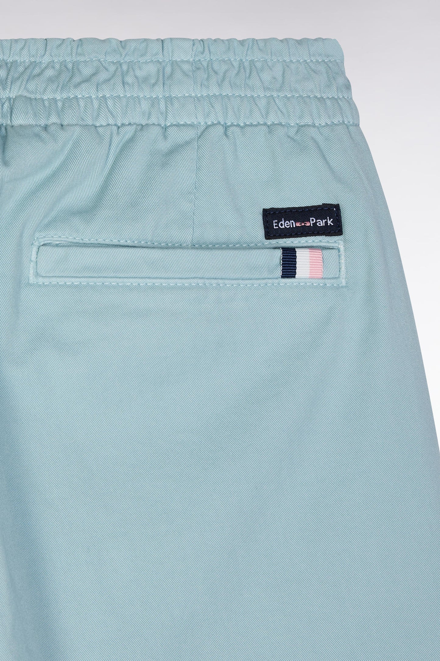 Straight-cut sea green stretch cotton pleat-free chinos