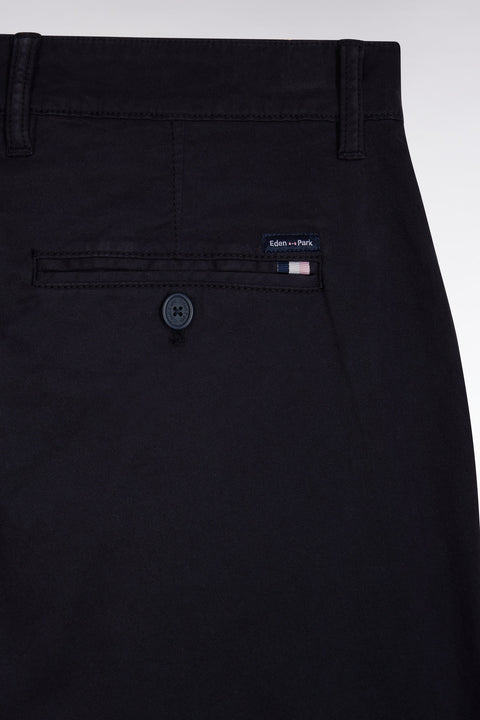 Pantalon chino à plis en coton stretch marine coupe droite - Image 2