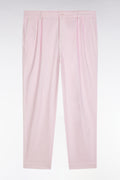 Pantalon chino à plis en coton stretch rose coupe droite