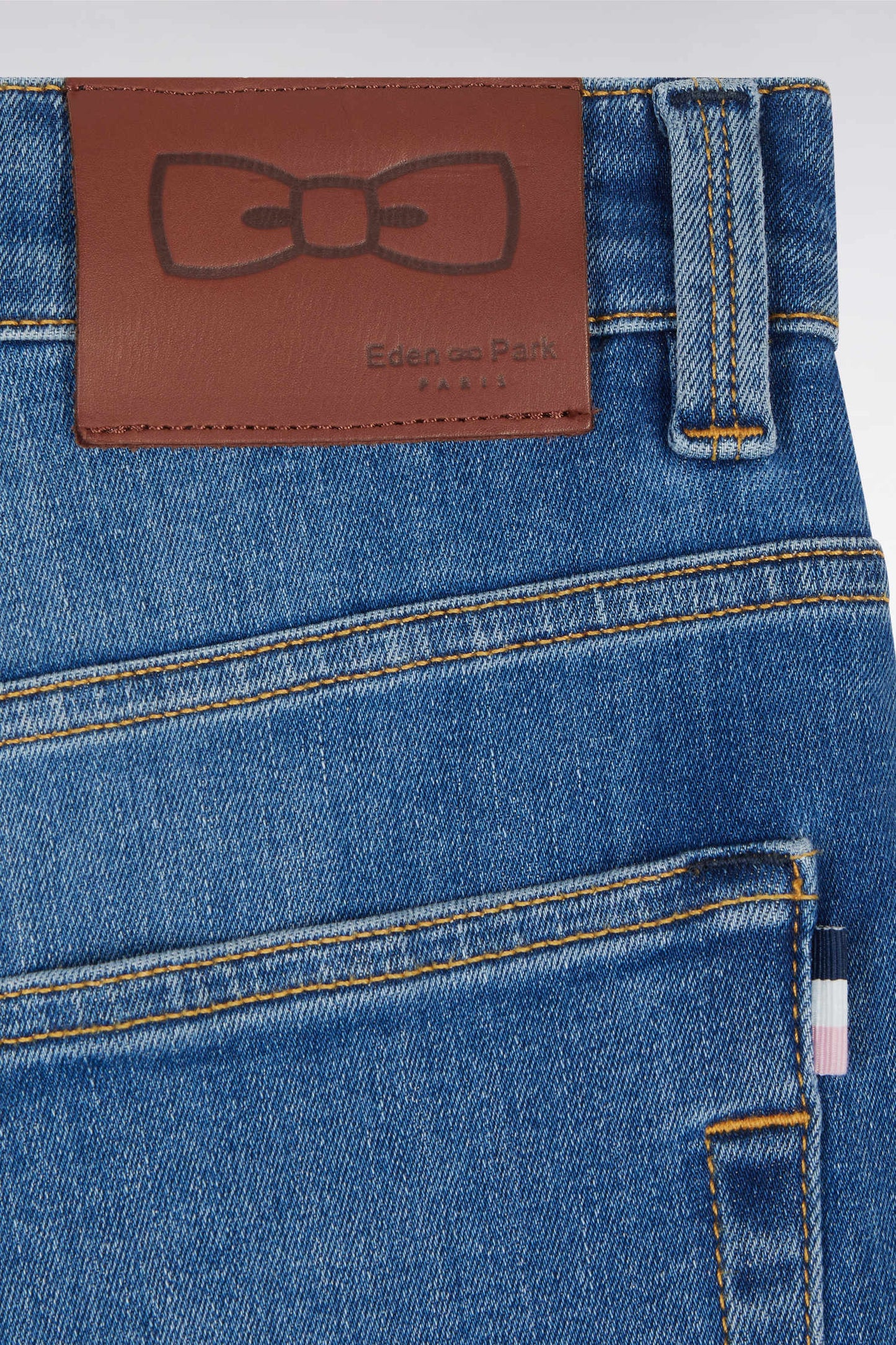 Slim-fit medium stone wash stretch denim 5-pocket jeans