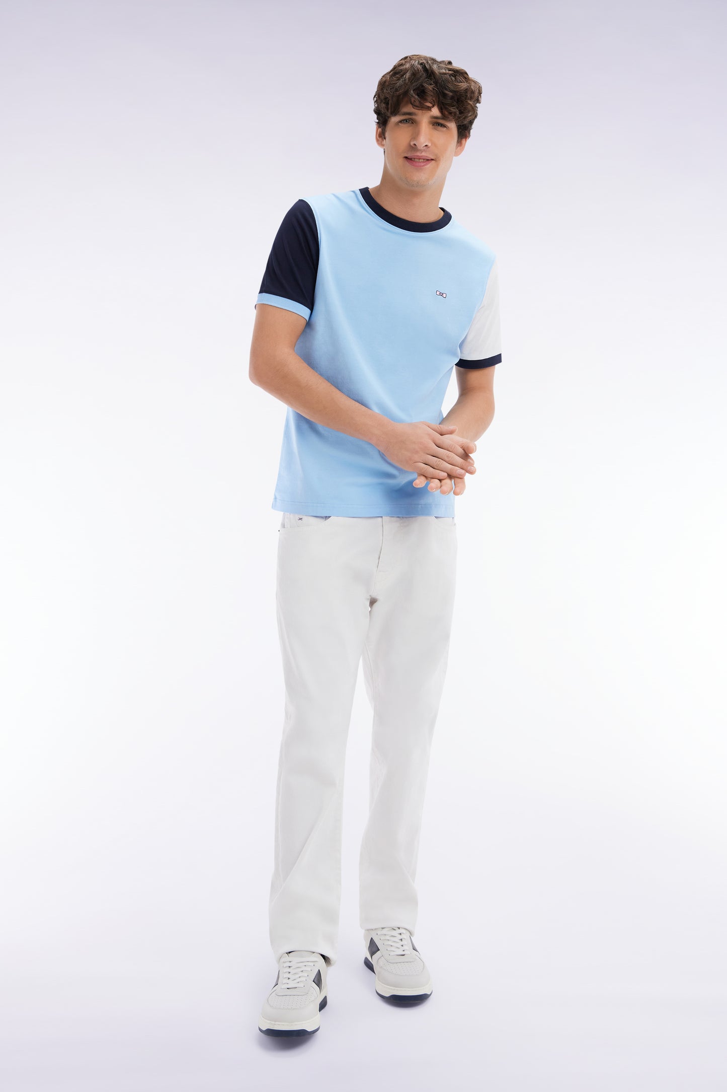 Straight-fit white stretch denim 5-pocket jeans