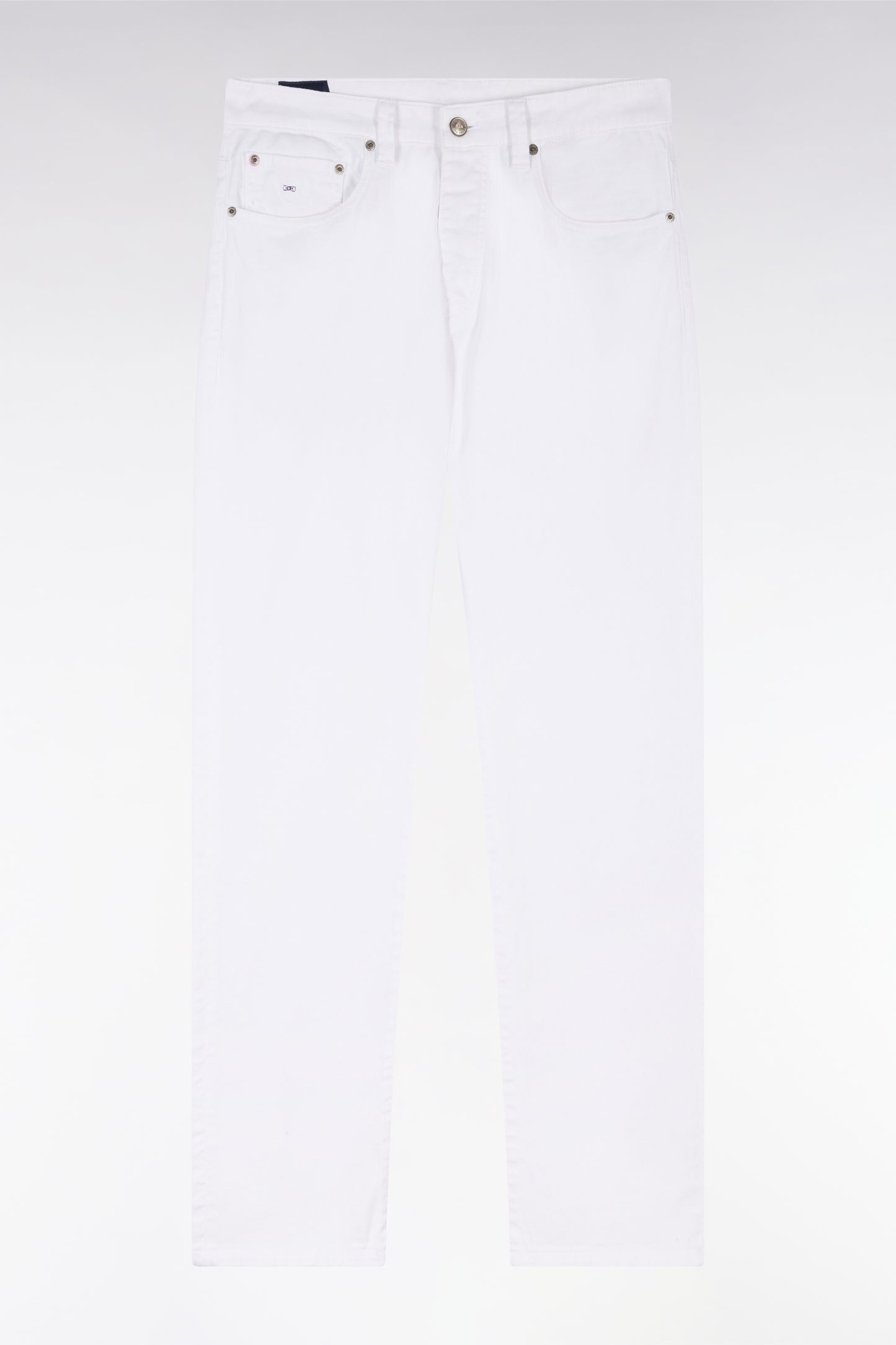 Straight-fit white stretch denim 5-pocket jeans