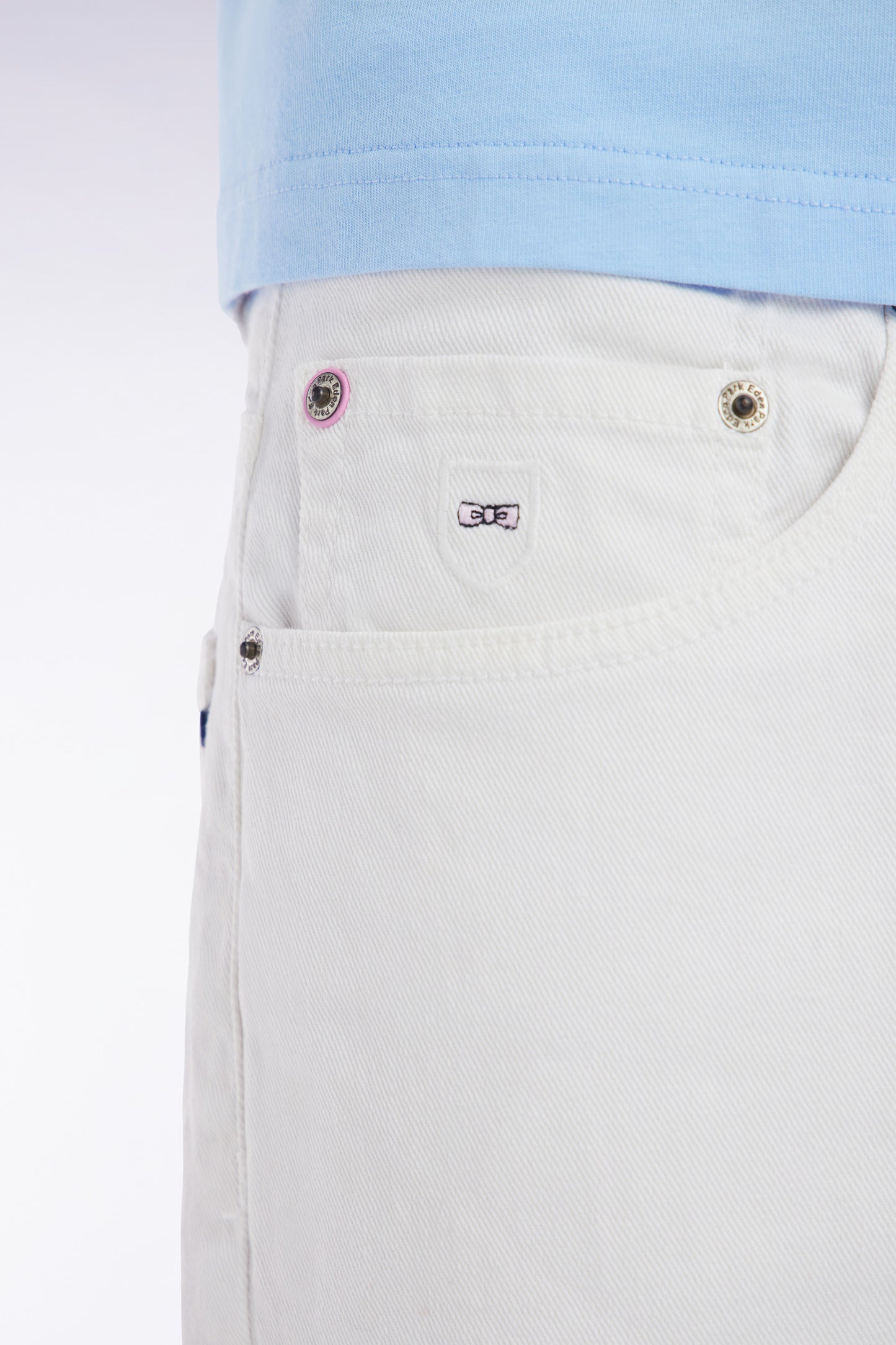 Straight-fit white stretch denim 5-pocket jeans