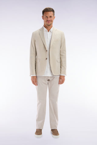 Straight-cut beige stretch denim 5-pocket jeans
