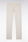 Straight-cut beige stretch denim 5-pocket jeans