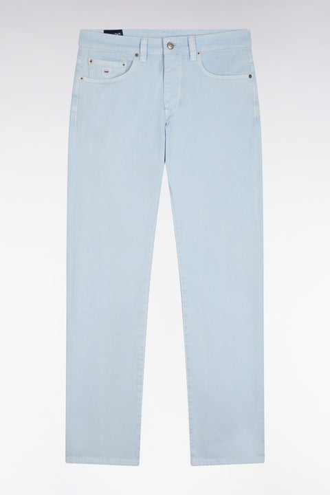 Straight-cut sky blue stretch denim 5-pocket jeans - Image 1