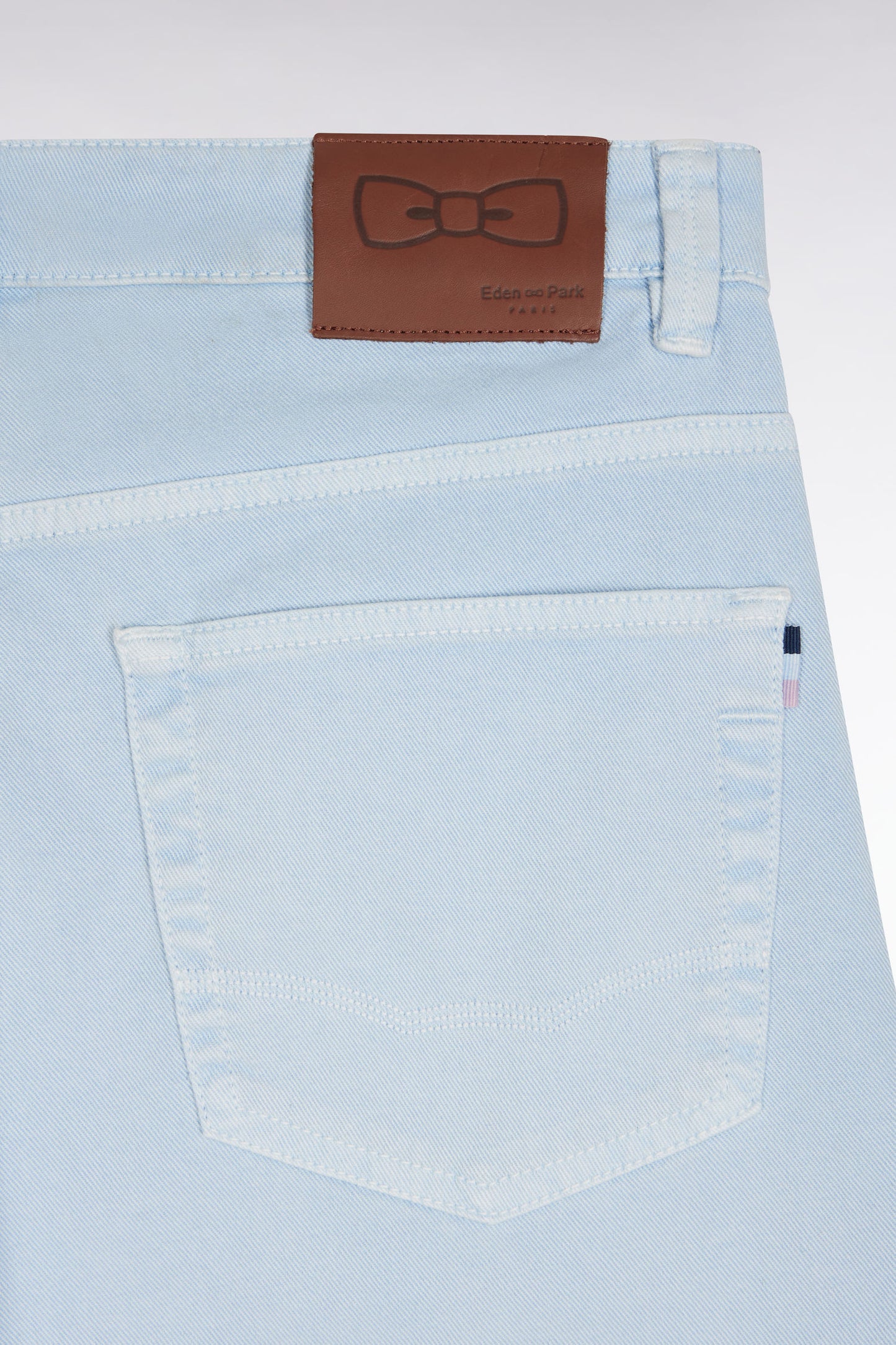 Straight-cut sky blue stretch denim 5-pocket jeans