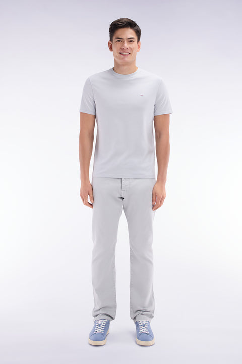 Straight-cut light grey stretch denim 5-pocket jeans - Image 1