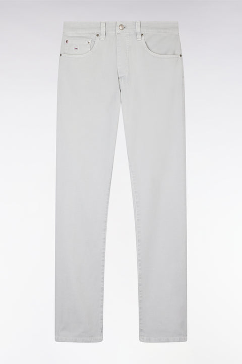 Straight-cut light grey stretch denim 5-pocket jeans - Image 2
