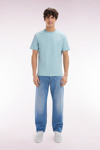 5-pocket jeans in blue denim with a stone bleach wash, Comfort cut