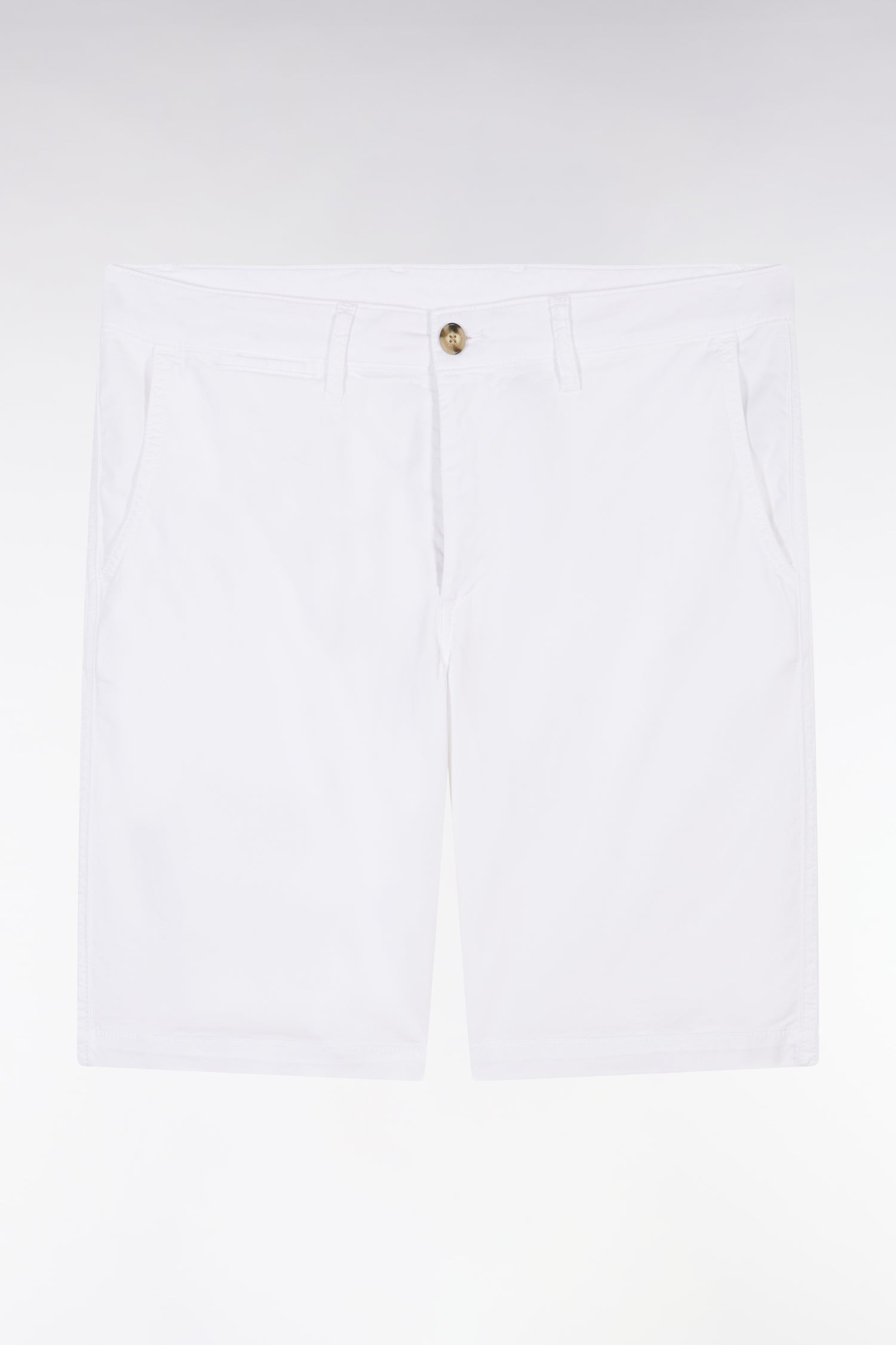 Bermuda chino en coton stretch blanc coupe droite