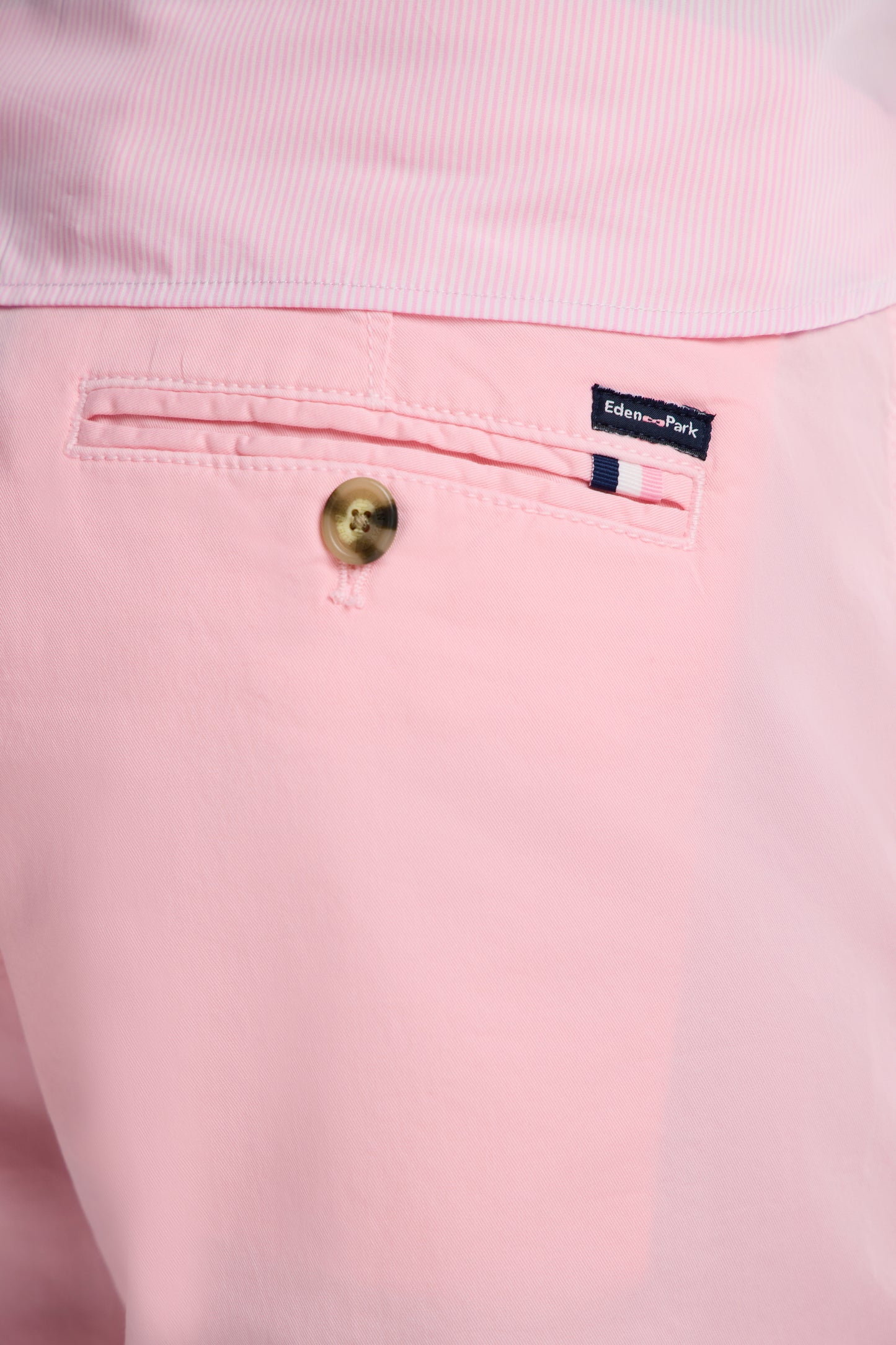 Pink straight-cut stretch cotton chino Bermuda shorts