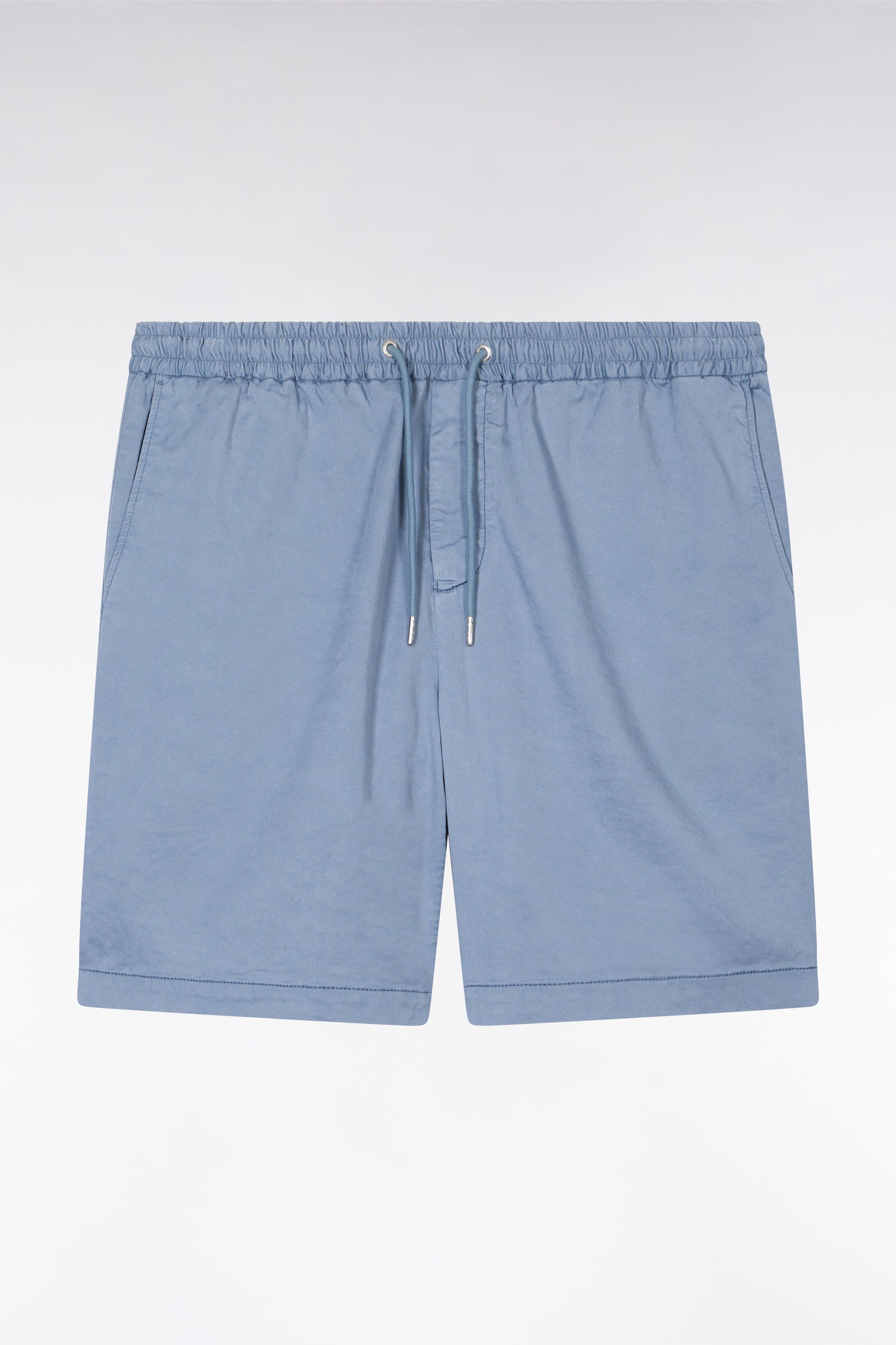 Bermuda à taille élastiquée en lyocell et coton stretch gris