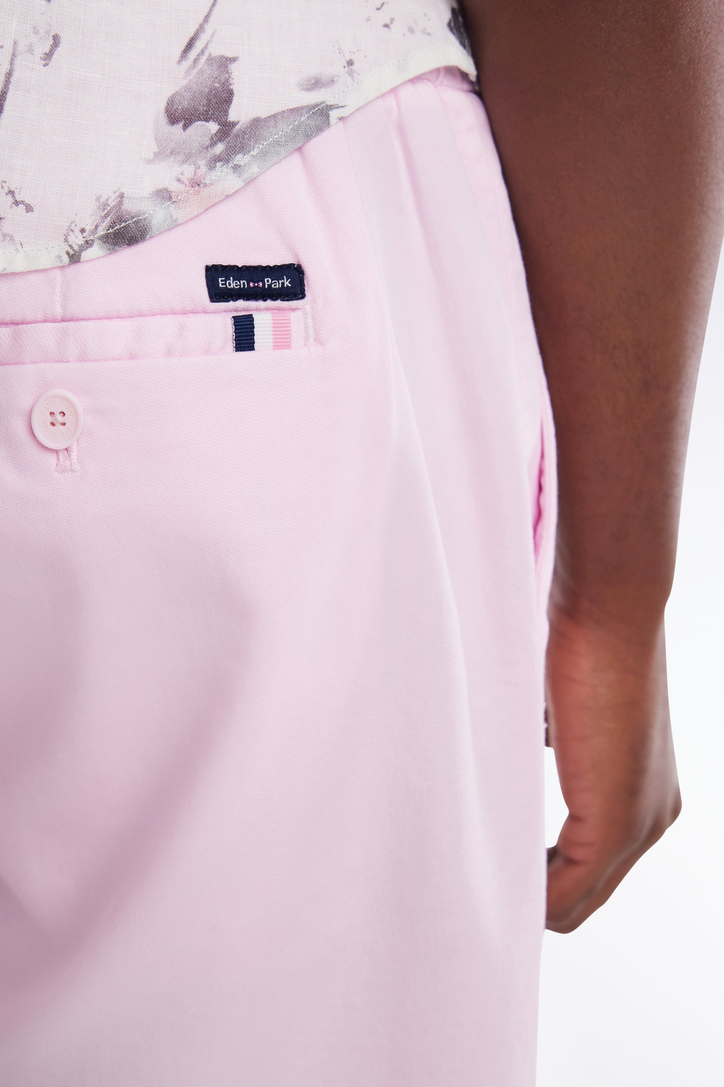 Bermuda à taille élastiquée en lyocell et coton stretch rose