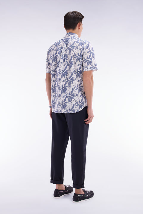 Pantalon chino à taille élastique en coton et lyocell stretch marine - Image 3