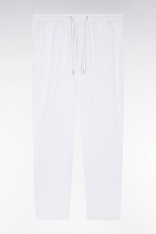 Pantalon chino à taille élastique en coton et lyocell stretch blanc