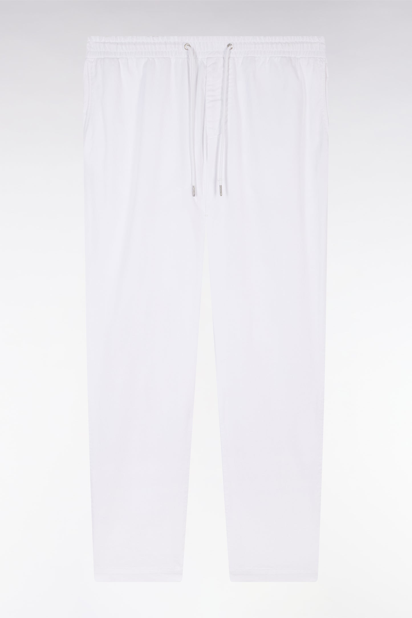 Pantalon chino à taille élastique en coton et lyocell stretch blanc