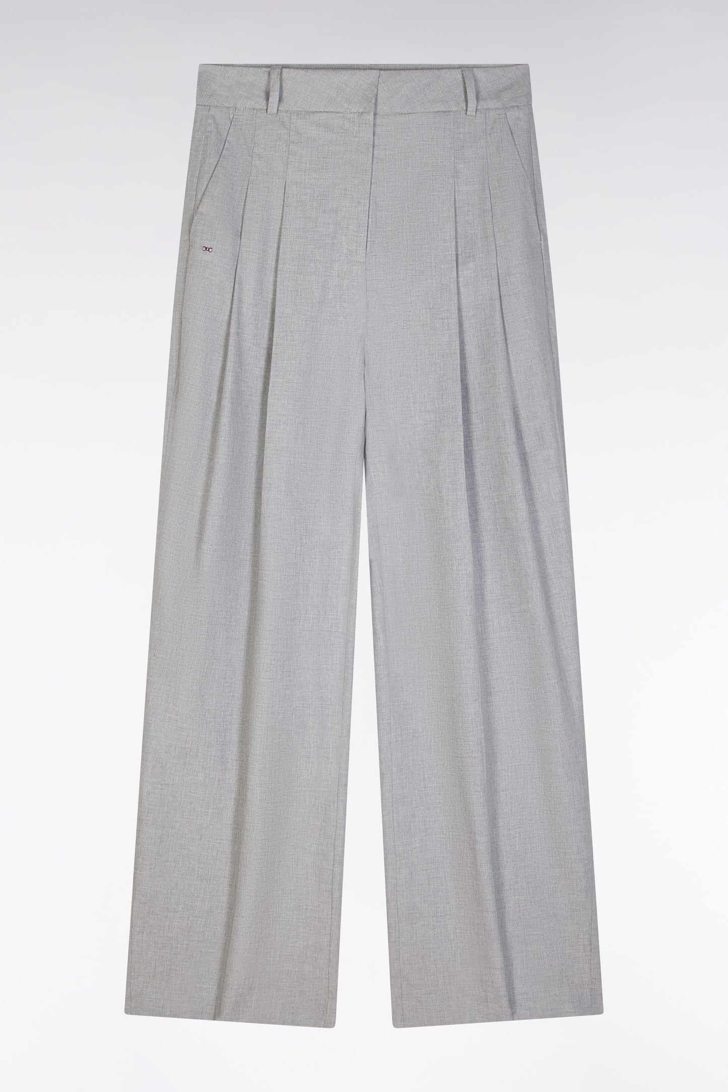 Pantalon à jambes larges en coton stretch gris coupe oversized