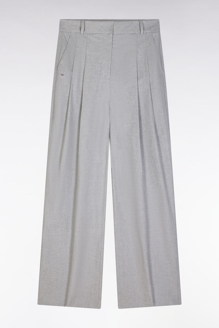 Pantalon à jambes larges en coton stretch gris coupe oversized