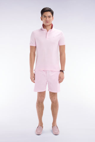 Short à taille élastique en coton stretch uni rose