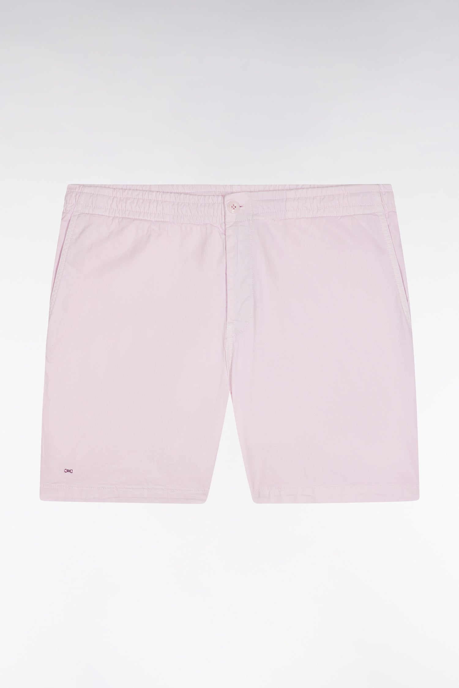 Short à taille élastique en coton stretch uni rose