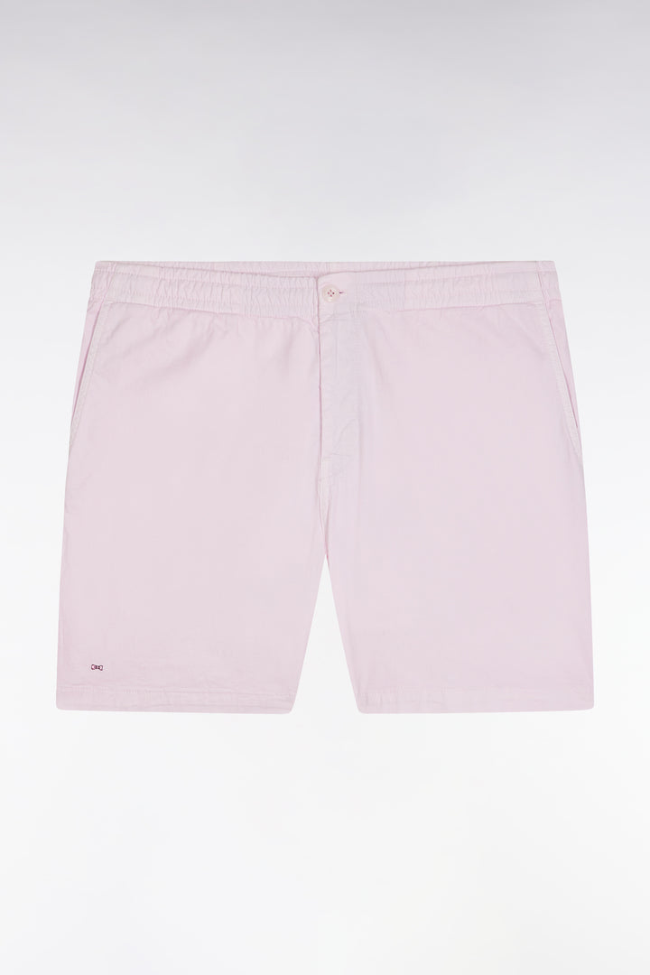 Short à taille élastique en coton stretch uni rose