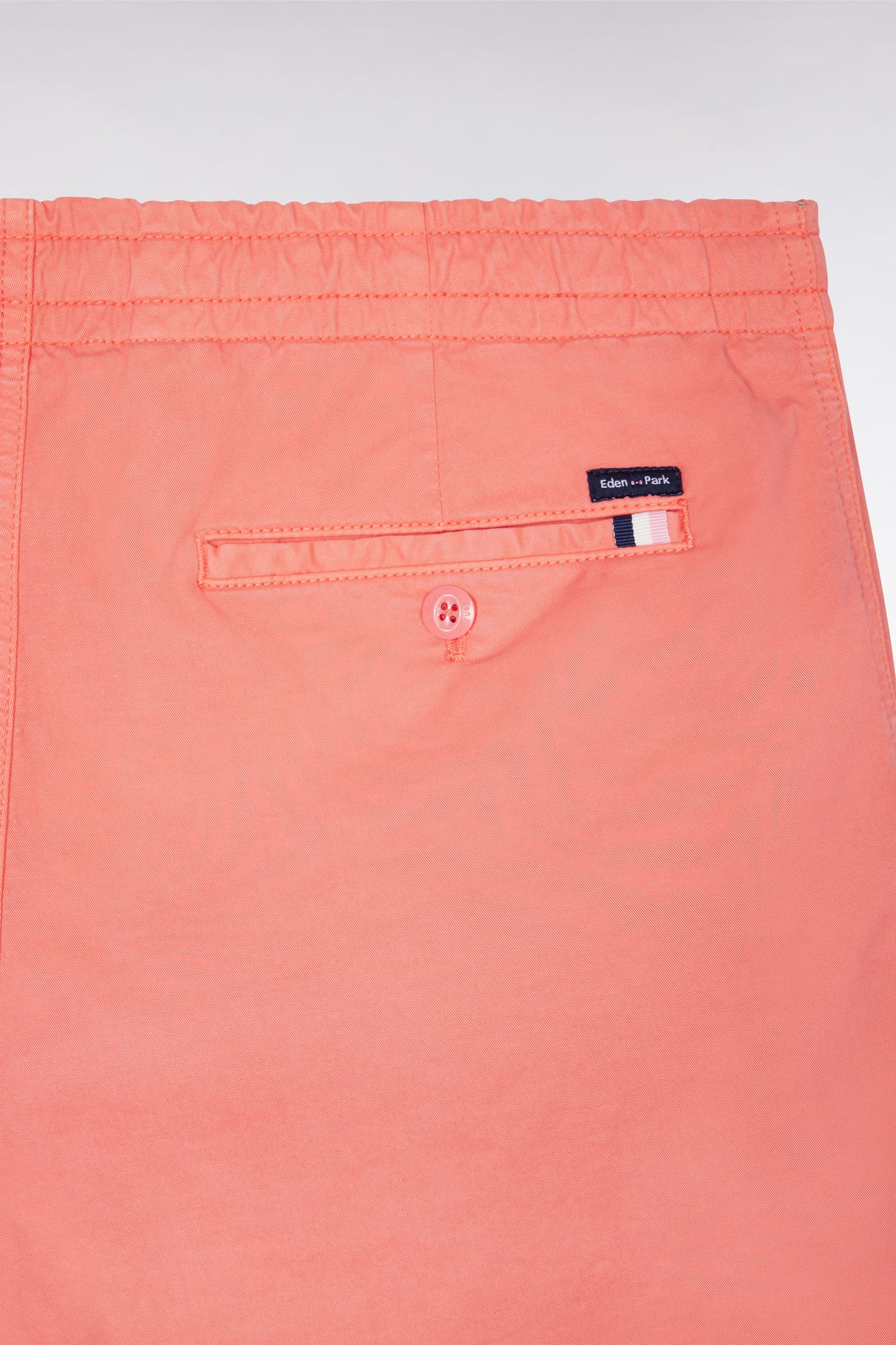 Short à taille élastique en coton stretch uni rose saumon