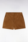 Short en cuir suédé marron coupe droite