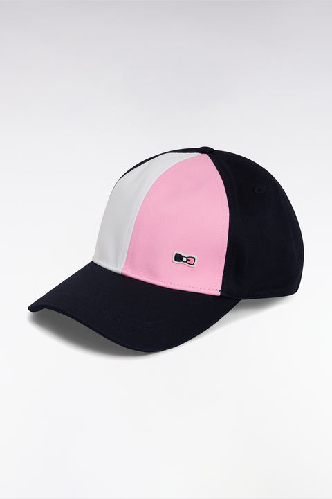 Pink cap in navy cotton twill - Image 2
