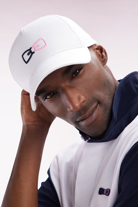 White cotton twill cap with two-tone embroidery - Image 1