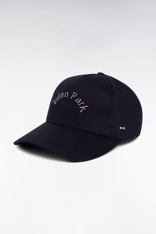 Navy cotton cap with pink Eden Park logo embroidery