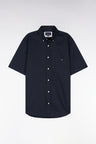 Chemise à manches courtes en coton marine coupe droite