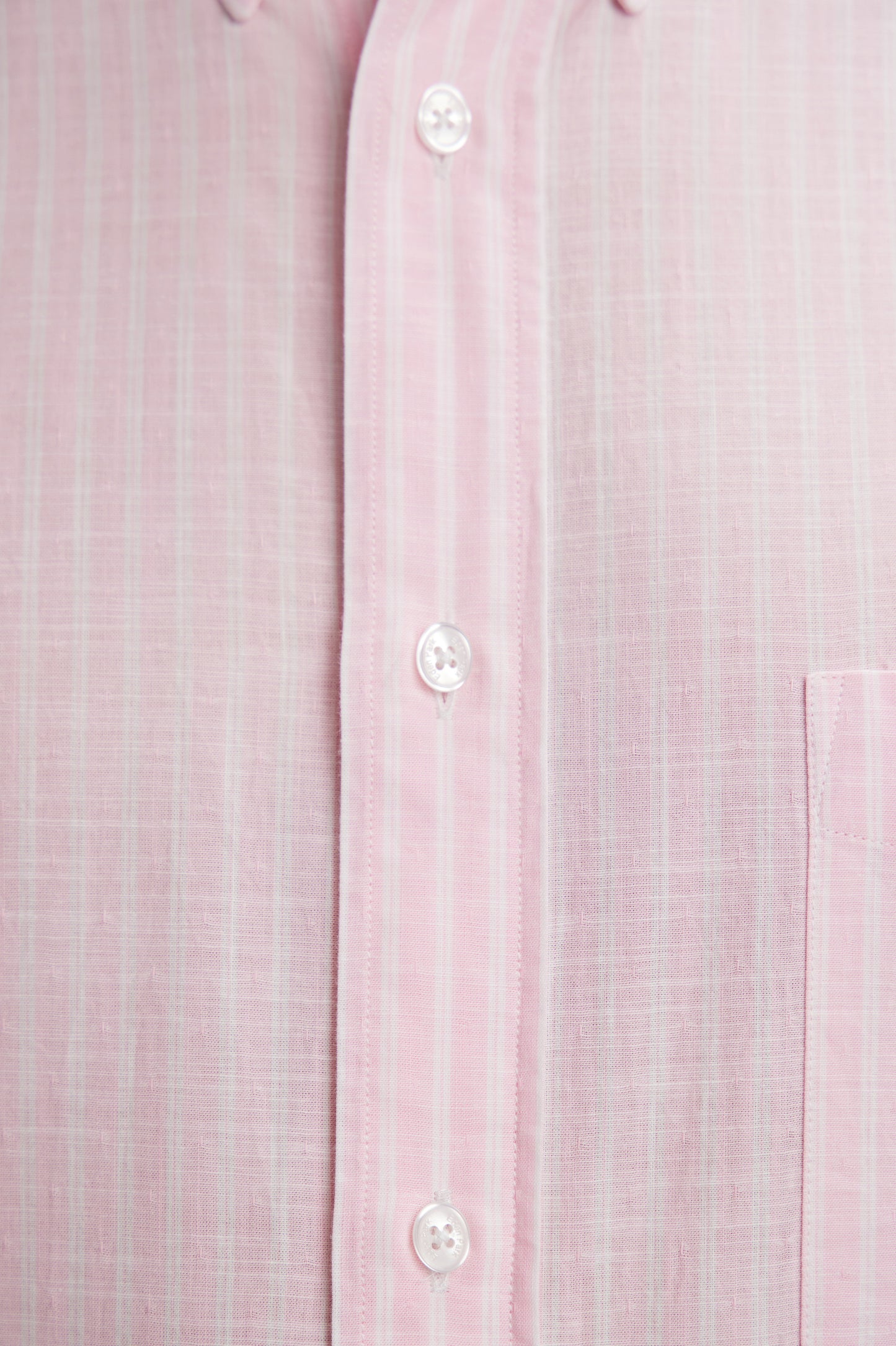Chemise rayée à manches courtes en coton rose coupe droite