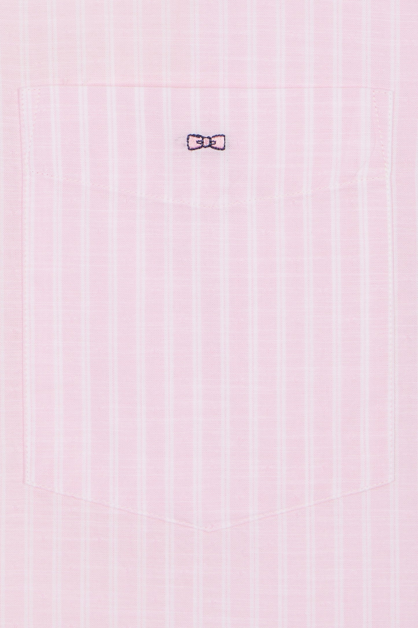 Chemise rayée à manches courtes en coton rose coupe droite