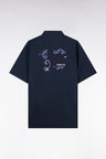 Chemise à manches courtes en coton marine broderie dos XV de France