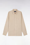Chemise unisexe en coton et lyocell stretch beige coupe droite