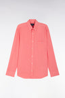 Straight-fit salmon linen shirt