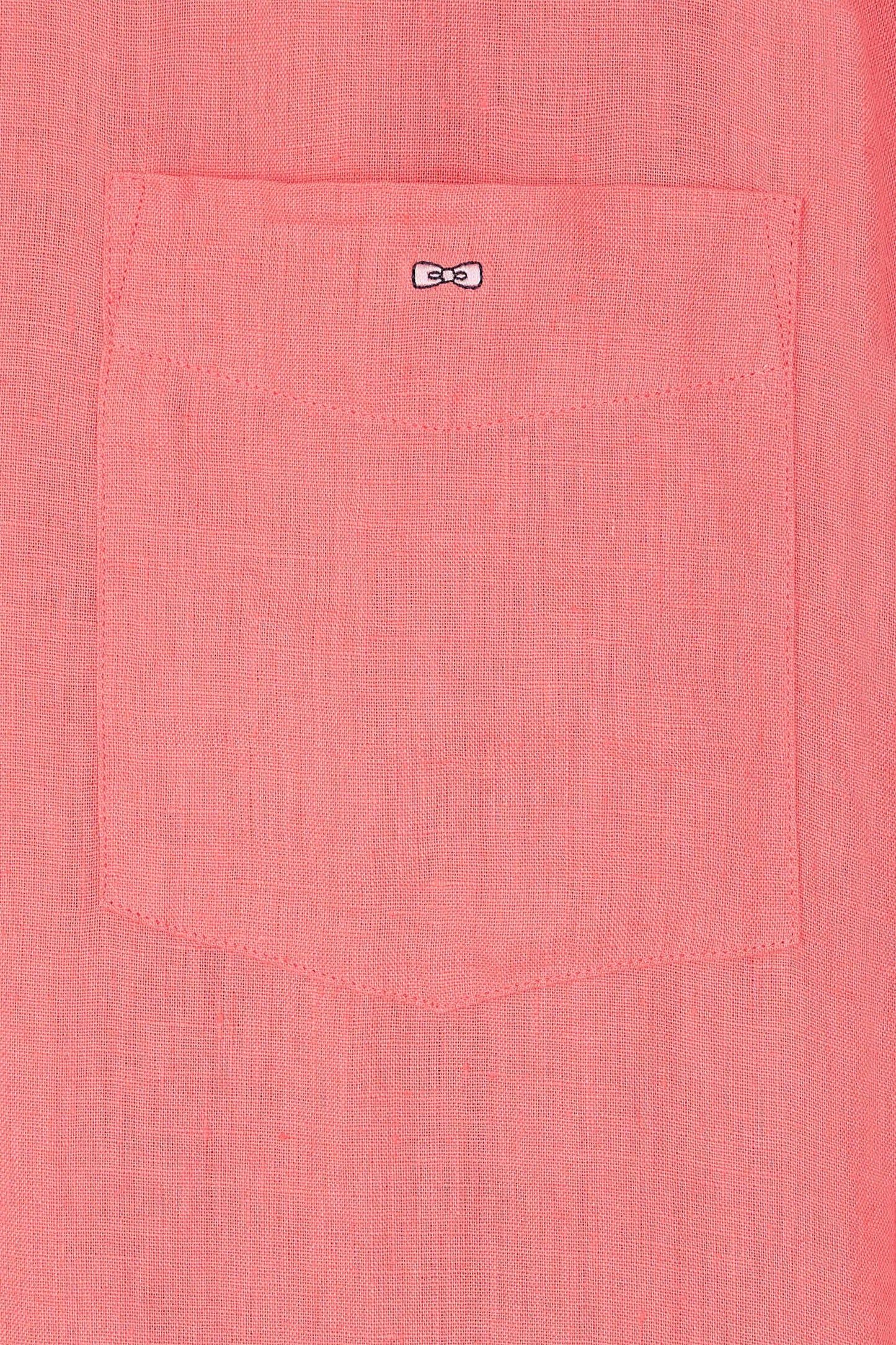 Chemise en lin rose saumon unie coupe droite