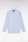Straight-fit striped light grey cotton shirt