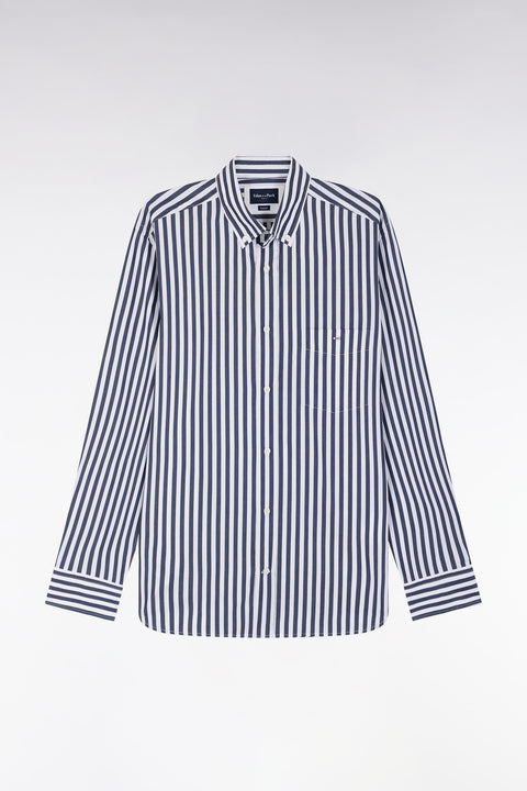 Chemise à rayures bâtons en coton marine coupe droite - Image 2